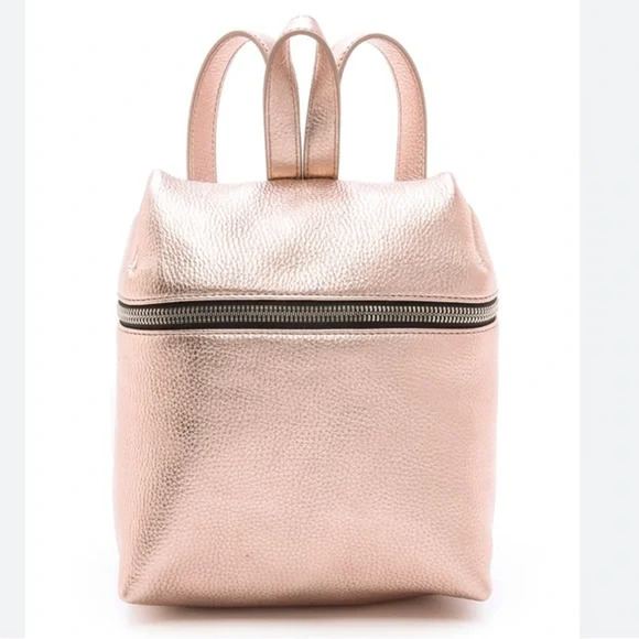 Kara Rose Gold Metallic pebbled leather small backpack Rare color - Picture 1 of 10